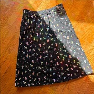 Christopher & Banks Black A-Line Skirt with bright Floral Print